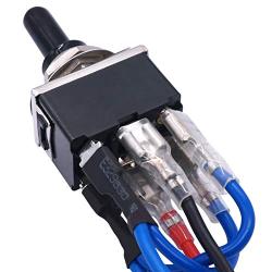 TWTADE Waterproof Momentary Reverse Polarity Switch 12V 10 Amps DC Motor Control 6 Pin 3 Position (ON)/Off/(ON) Metal DPDT Toggle Switch with Waterproof Boot Cap and 21mm Terminal Wires E-TEN-223-DMX