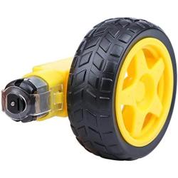 Jinchao-Dc Motor DC Electric Motor with Plastic TT Motor Tire Wheel 3-6V Dual Shaft Gear Motor, TT Magnetic Gearbox Engine, Easy to Install (Speed(RPM) : 2 x Motor 2 x Wheel)