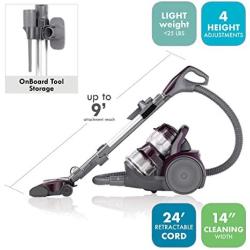 Kenmore Friendly Lightweight Bagless Compact Canister Vacuum with Pet Powermate, HEPA, Extended Telescoping Wand, Retractable Cord and 2 Cleaning Tools, Motor Power, Purple