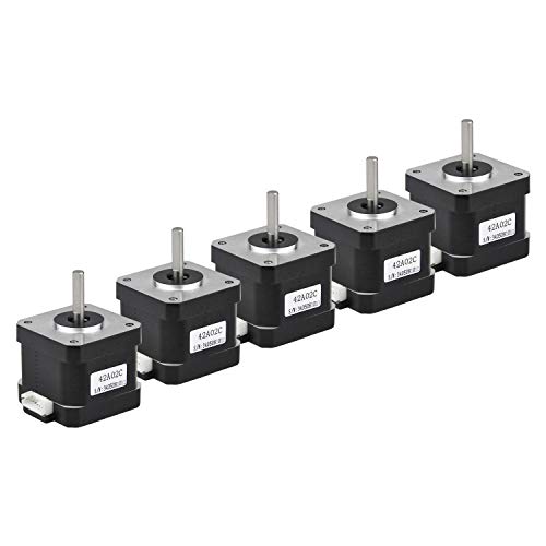 RTELLIGENT Nema 17 Stepper Motor 5PCS, 2 Phase Step Motor Bipolar 1.5A 59.5oz.in(42Ncm) 42x42x38mm 4-Wire 30cm Long Cable for 3D Printer (5, 42A02C-XH2.54)