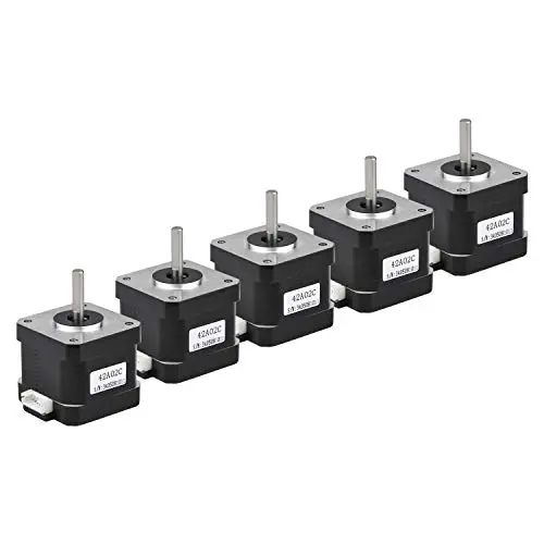 RTELLIGENT Nema 17 Stepper Motor 5PCS, 2 Phase Step Motor Bipolar 1.5A 59.5oz.in(42Ncm) 42x42x38mm 4-Wire 30cm Long Cable for 3D Printer (5, 42A02C-XH2.54)