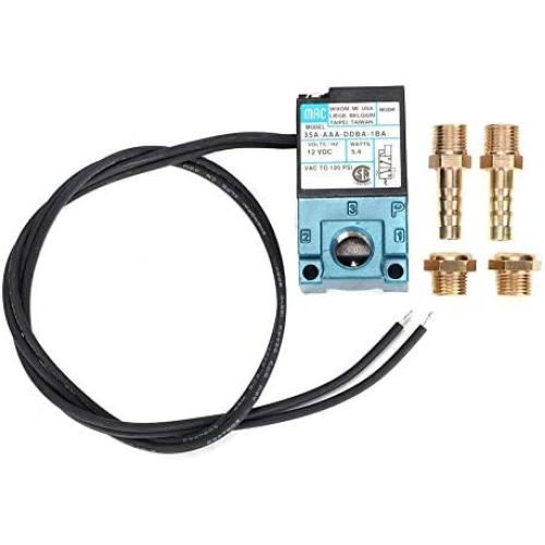 Solenoid Valve, 3 Port Valve, DC12V 5.4W Electronic Boost Control with Brass Fittings, Electric Solenoid Valve for Boost Controller 35A-AAA-DDBA-1BA