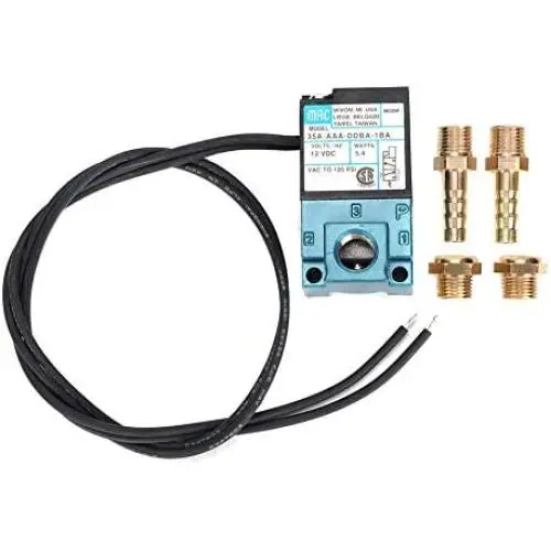 Solenoid Valve, 3 Port Valve, DC12V 5.4W Electronic Boost Control with Brass Fittings, Electric Solenoid Valve for Boost Controller 35A-AAA-DDBA-1BA