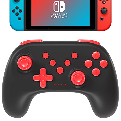 TALK WORKS Wireless Controller for Nintendo Switch - Wireless Controller With BT Connection, Dual Motor Vibration, Turbo Function, 6-Axis Gyro Sensor - Ergonomic Design for Comfort - Black