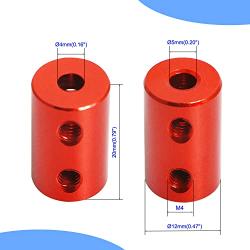 Aopin 4mm to 5mm Red Rigid Couplings Set Shaft Stepper Motor, Length 20mm / 0.79