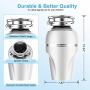 HISSUN Garbage Disposal with Power Cord,1 HP Continuous Feed Kitchen Garbage Disposer,Household Food Waste Disposer with Super Quiet Motor & Dishwasher Connection, Stainless Steel Grind System, White
