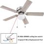 Ceiling Fan Switch ZE-208s E89885 3 Speed 4 Wire Fan Light Switch Replacement Part Speed ControlPull Chain Switch (Brass Chain)