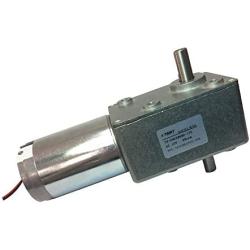 BEMONOC High Torque DC 12v Geared Reducer Motor 28 rpm Double Right Angle Out Shaft 10mm with Metal Gearbox Barbecue Motor