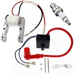 shanmu CDI Ignition Coil And Magneto for 50cc-80cc 2-Stroke Engine Motorized Bicycle Engine CDI Ignition Coil Magneto Stator Coil Spark Plug Kit
