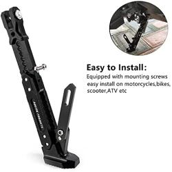 Universal Motorcycle Kickstand Accessories Adjustable Tripod Holder Side Parking Foot Support CNC Aluminum Foot Stand for Scooter Modified Motorbike Dit Pit Bike (Black)