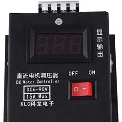 Fafeicy Universal DC Motor Speed Controller,6V - 90V PLC 15A PWM Variable Speed Control Generator Kit with Output Volt LED Display