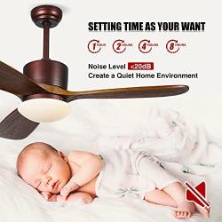 ALUOCYI 48 inch Wood Ceiling Fan with Lights and Remote, 3 Carved Wood Fan Blade Ceiling Fans,Noiseless Reversible Motor, Oil Rubbed Bronze Damp Rated for House Bedroom Living Room indoor Outdoor