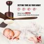 ALUOCYI 48 inch Wood Ceiling Fan with Lights and Remote, 3 Carved Wood Fan Blade Ceiling Fans,Noiseless Reversible Motor, Oil Rubbed Bronze Damp Rated for House Bedroom Living Room indoor Outdoor