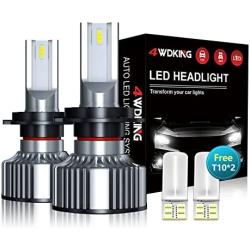 4WDKING H7 Headlight Bulbs Replacement, Super Bright for Low Beam/High Beam with 2Pcs T10, 12000 Lumens Conversion Kit Plug and Play, 6500K Bright White