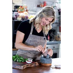Casa Noa Mortar and Pestle Set with Wood Base - Heavy & Solid Unpolished Granite - 100% Natural, Large Guacamole Bowl, Stone Grinder, Molcajete Bowl, Anti-Scratch, 1.8 Cup Capacity, 5.8-Inch Pestle
