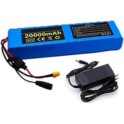 36V 20Ah E-Bike Lithium Ion Battery Pack, with Charger + Fuse + BMS, Ideal for 200W-500W Motors, Rechargeable Replacement Battery