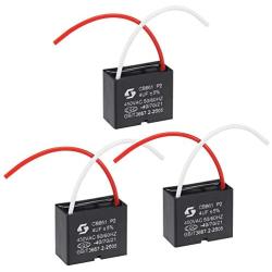 uxcell Ceiling Fan Capacitor CBB61 4uF 450V AC 2 Wires Metallized Polypropylene Film Capacitor 38x31x20mm for Electric Fan Pump Motor Generator 3Pcs