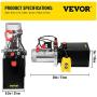 Mophorn Hydraulic Pump 6 Quart Hydraulic Power Unit 12V DC Hydraulic Pump Dump Trailer Double Acting Hydraulic Pump (Steel, 6 Quart/Double Acting)