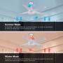 CJOY Ceiling Fan with Lights, 52 Inch Modern Ceiling Fan with Remote Controls for Indoor bedroom farmhouse,4 Reversible Blades, 3000/4200/6000K,White