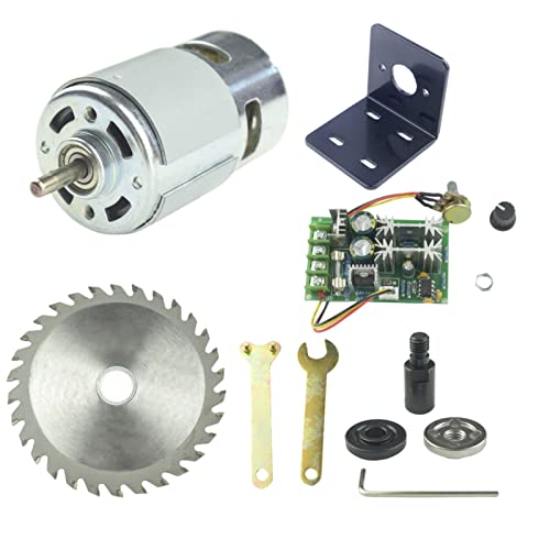 CONQUERALL 775 DC Motor DC 12V 6000RPM / 24V 12000RPM Large Torque High Power Motor with M10-5 Connecting Rod Set Bracket Saw Blade and 20A Speed Controller