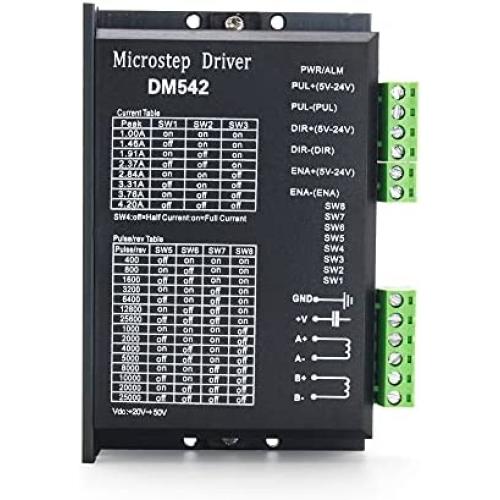 RATTMMOTOR DM542 Stepper Driver CNC Microstep Stepper Motor Driver 1-4.2A DM542 Digital Nema17 Nema23 Stepper Motor Controller 20-50VDC for 3D Printer CNC Router Engraver Milling Machine