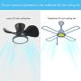 ocioc Quiet Ceiling Fan with LED Light 22 inch Large Air Volume Remote Control Black for Kitchen Bedroom Dining room Patio