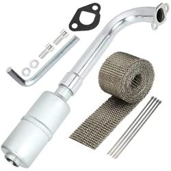 YOXUFA Upgraded Exhaust Header Pipe Muffler Kit for Non Hemi Predator 212cc GX160 GX200 Coleman KT196 Baja Warrior MB200 196cc 6.5hp Hammerhead 80T Mini Bike Go Kart Small Engine Performance Parts