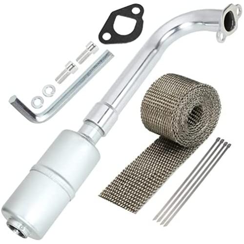 YOXUFA Upgraded Exhaust Header Pipe Muffler Kit for Non Hemi Predator 212cc GX160 GX200 Coleman KT196 Baja Warrior MB200 196cc 6.5hp Hammerhead 80T Mini Bike Go Kart Small Engine Performance Parts
