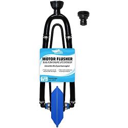 Seaworks Dual Feed Muff Style Boat Motor Flusher | Use for Antifreeze Winterization or Common Water Flush | 5/8 Inch Standard Garden Hose Connection (Blue)