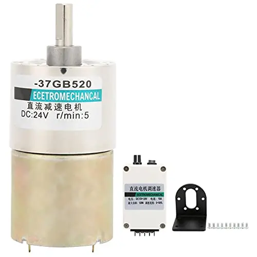 XD-37GB520 DC Reduction Motor , Controllers Motor Speed Controllers Electric Gearbox with Bracket Governor Adjustable Low Speed 24V CW/CCW for Micro Machinery[10rpm/min ]