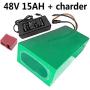 Jieoto E-Bike Battery Lithium Pack 48V 15AH Electric Bicycle Battery Lithium Battery with BMS and Charger, for 250W 350W 500W 800W Electric Bicycle Motor