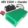 Jieoto E-Bike Battery Lithium Pack 48V 15AH Electric Bicycle Battery Lithium Battery with BMS and Charger, for 250W 350W 500W 800W Electric Bicycle Motor