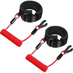 2 Pieces Stop Kill Safety Lanyard Boat Engine Emergency Stop Switch Outboard Engine Switch Lanyard Emergency Cut Off Cord Safety Lanyard Cord Replacement for Most Board Engine(Red)
