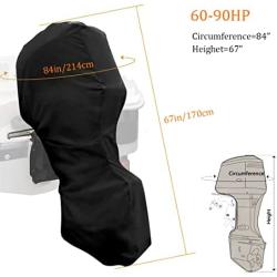 Softclub Outboard Motor Cover 60-90 HP, Full Motor Outboard Cover, Waterproof, 600D Heavy Duty Fabric, Black Boat Motor Covers Fit for 90 HP Motors