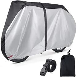 EUGO Bike Cover for 2 or 3 Bikes Outdoor Waterproof Bicycle Motorcycle Covers XL XXL Oxford Fabric Rain Sun UV Dust Wind Proof for Mountain Road Electric Bike (Black+Silver-210D-XL for 2 Bikes)