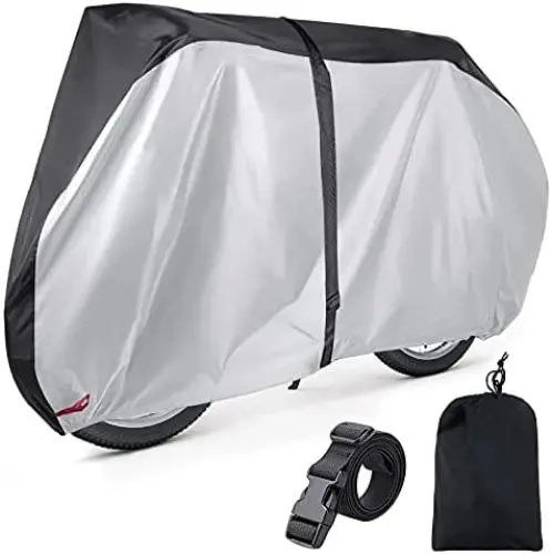 EUGO Bike Cover for 2 or 3 Bikes Outdoor Waterproof Bicycle Motorcycle Covers XL XXL Oxford Fabric Rain Sun UV Dust Wind Proof for Mountain Road Electric Bike (Black+Silver-210D-XL for 2 Bikes)