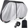 EUGO Bike Cover for 2 or 3 Bikes Outdoor Waterproof Bicycle Motorcycle Covers XL XXL Oxford Fabric Rain Sun UV Dust Wind Proof for Mountain Road Electric Bike (Black+Silver-210D-XL for 2 Bikes)