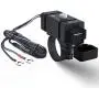 iMESTOU Motorcycle Phone Charger Kit 18W Ring Terminal to USB C 3.0A Quick Charge Dual USB QC 3.0 Handlebar Cellphone Charge Adapter Switch & Fuse for 12V/24V Motorcycles
