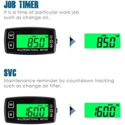 Runleader Engine Temp Gauge Meter, Hour Meter and Tachometer, Battery Replaceable for Garden Tractor Generator Chainsaw Outboard Marine ATV Jetski Motorcycle Snowmobile Compressor.