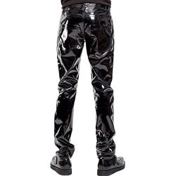 MSemis Mens Faux Leather Pants Punk 80s Rock Skinny Leggings Tight Gothic Motorcycle Biker Pants