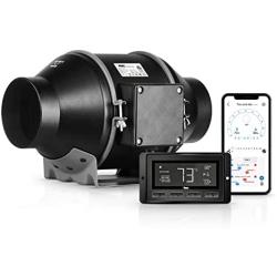 iPower Quiet 4 Inch Inline Duct Ventilation Fan with Temperature Humidity App Control via Bluetooth and WiFi, Exhaust Blower for Hydroponics, 4 EC, Heating Cooling Booster and Grow Tent
