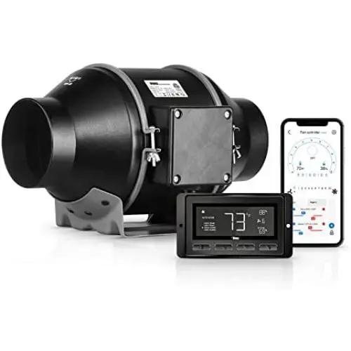 iPower Quiet 4 Inch Inline Duct Ventilation Fan with Temperature Humidity App Control via Bluetooth and WiFi, Exhaust Blower for Hydroponics, 4 EC, Heating Cooling Booster and Grow Tent