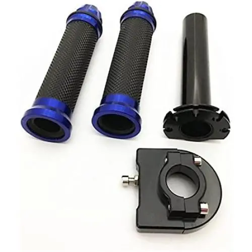 Motorcycle Hand Grips with Twist Throttle Handle Controller CNC Aluminum & Soft Rubber Handlebar Universal for 7/8