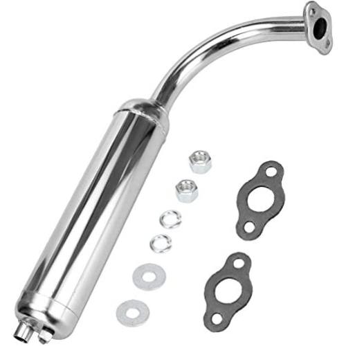 FVRITO Chrome Exhaust Muffler Pipe and gasket nut kit for 2 stroke 49cc 60cc 66cc 80cc Engines Gas Motorized Bicycle Motor Bikes Silver