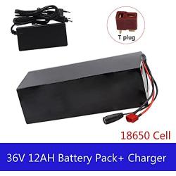 Wnicek 36 Volts E-Bike Lithium-ion Battery 36V 12AH 10S4P Rechargeable Battery Pack Customizable Lithium Battery for Motors Within 750W for Scooters Electric Tools Ebike with Charger