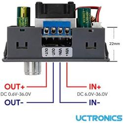 UCTRONICS DC 9V 12V 24V 36V 5A Variable Voltage Power Supply 6-36V to 0.6-36V Adjustable Buck Boost Converter, Portable Bench Constant Voltage Current Stabilized Regulator Module