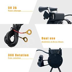 Universal Motorcycle Motorbike Mobile Phone Mount Holder X Grip Clamp USB Charge