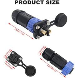 Trolling Motor Plug and Receptacle Set, Waterproof Self Lock Marine Boat Power Connector, 12V/24V/ 36V/48V Plug for Trolling Motor/Down Rigger/Fishing Reel