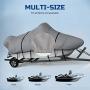KING BIRD Heavy Duty Center Console Boat Cover, 600D Anti-Fade Marine Grade Oxford, Waterproof Trailerable UV Resistant with Adjustable 2 Tie-Down Straps