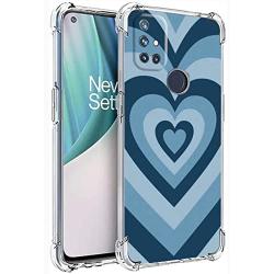 Compatible with One Plus Nord N10 5G Blue Heart Case,Blue Love Heart Painting Art Coffee Latte Swirls Valentines Phone Case for Men Women Girl,Soft TPU Cool Trendy Case for One Plus